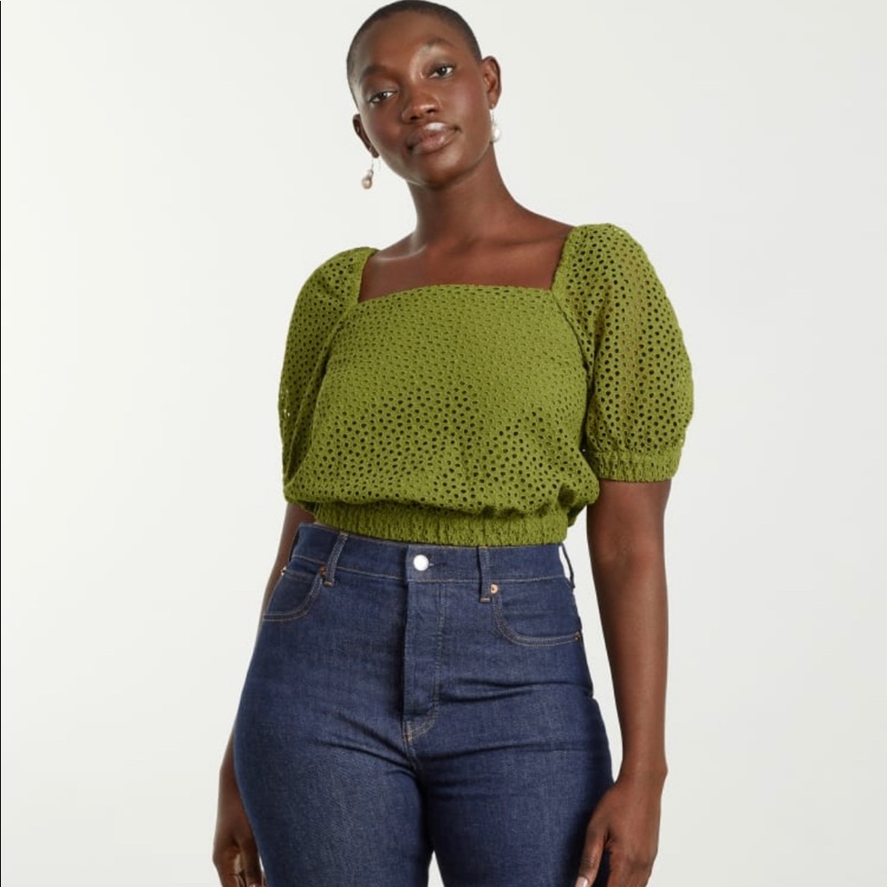 Everlane The Eyelet Puff Sleeve Top